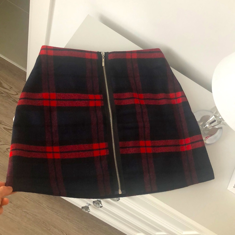 NWOT Lucy Paris 100% Wool Plaid A-Line Skirt, M